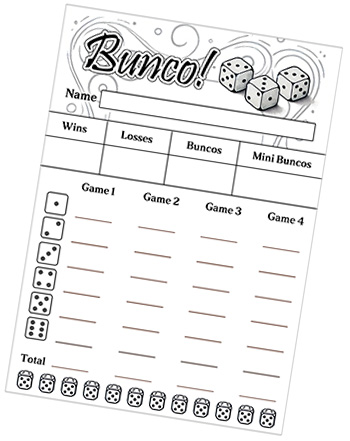 A sample Bunco score sheet